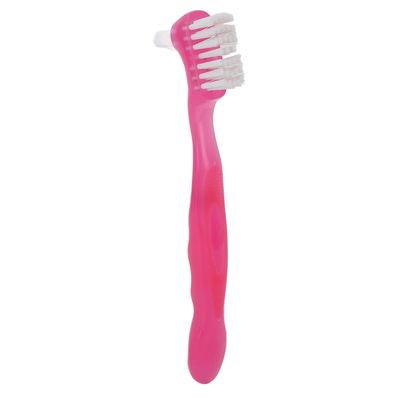 False Teeth Cleaning Brush, Dirt Removal Professional Denture Brush Safe Soft Hair Double Sided for Home Travel (Pink)