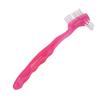 False Teeth Cleaning Brush, Dirt Removal Professional Denture Brush Safe Soft Hair Double Sided for Home Travel (Pink) view 3
