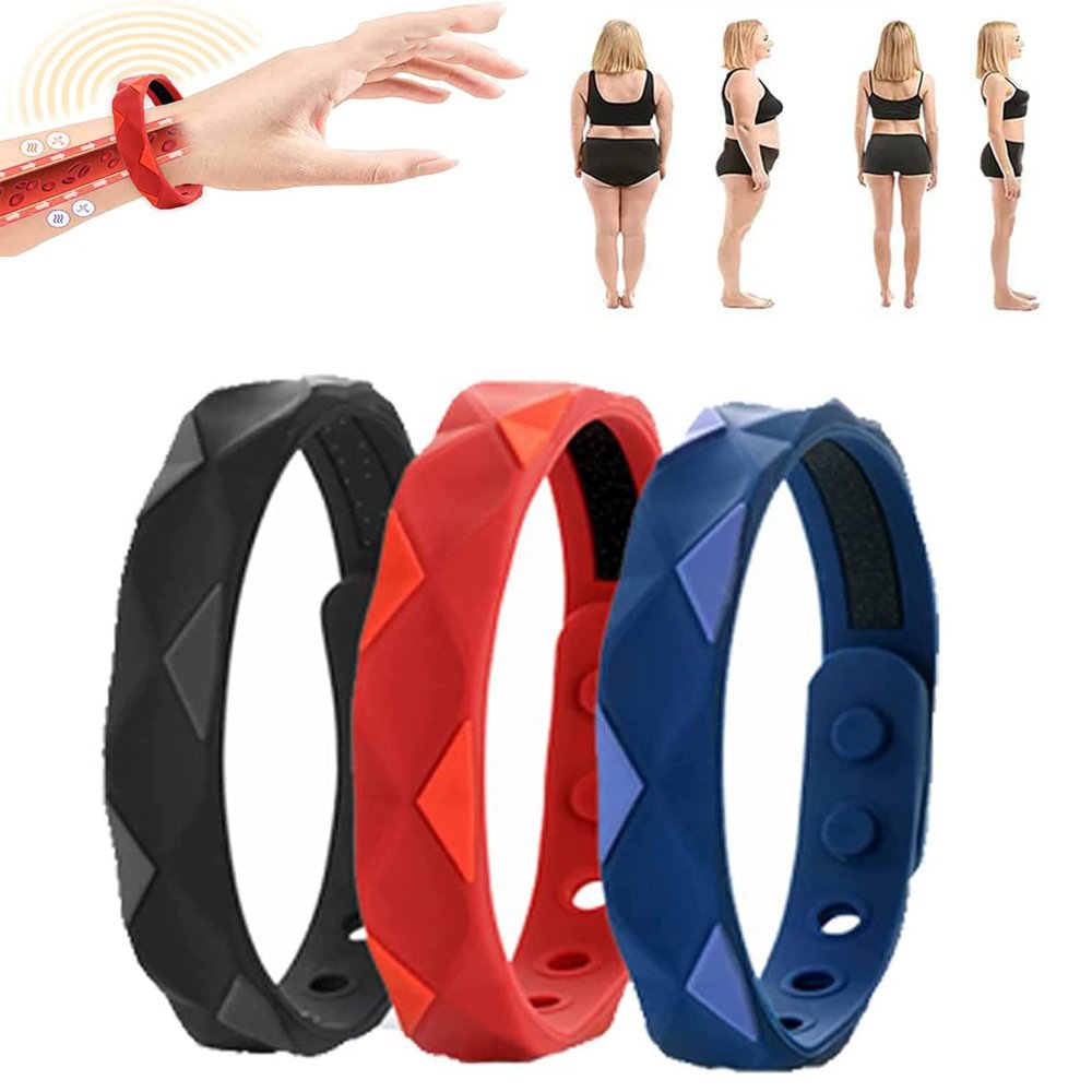3PCS Redup Far Infrared Negative Ions Wristband Anti-Static Sports Bracelet, Anti-Static Bracelet Negative Ion Silica Gel Balance Energy Sports Bracelet Lymph Drainage Magnetic Bracelet