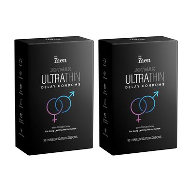 ForMen JOYMAX Ultra Thin Delay Condoms for men - 10 Count | Super Thin with Lubricant | Electronically Durability | with Disposal Pouches - 10 Count (Pack of 2)