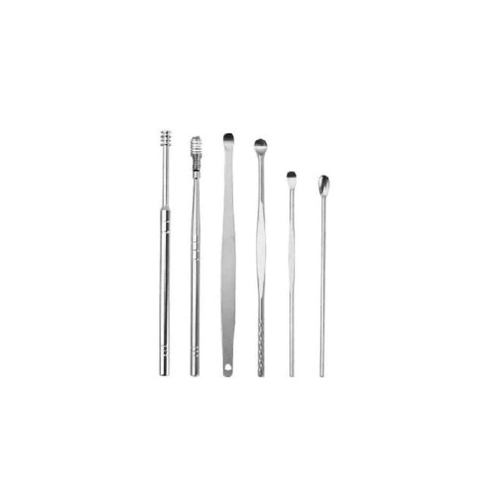 Digital Shoppy 6 Pcs Ear Wax Removal Ear Picking Spoon Set Ear Care Cleaning Earpicks With Storage Case Stainless Steel Tools Kit (Black)