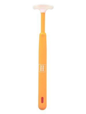 Mee Mee Tender Tongue Cleaner with Non-Slip Handle, Soft Rubber Tip and Easy Grip for Kids/Babies (Color - Orange) With One Free key ring