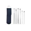 Digital Shoppy 6 Pcs Ear Wax Removal Ear Picking Spoon Set Ear Care Cleaning Earpicks With Storage Case Stainless Steel Tools Kit (Dark Blue) view 1
