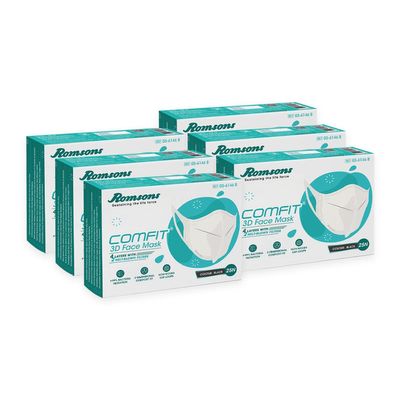 Romsons Comfit 3D Disposable Face Mask with 4 Layer Protection - Black (Pack of 6) 150 Pieces