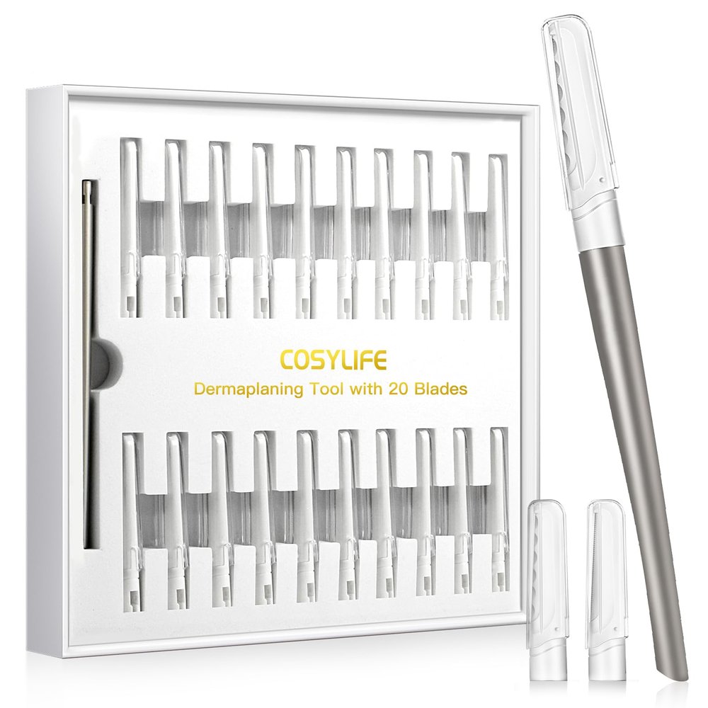 Dermaplaning Tool for Facial Exfoliation, with 20 Replaceable Blades, Facial Shaver/Eyebrow Razor, Eyebrow Shaper for Women, Easy to Use, Helps Exfoliate and