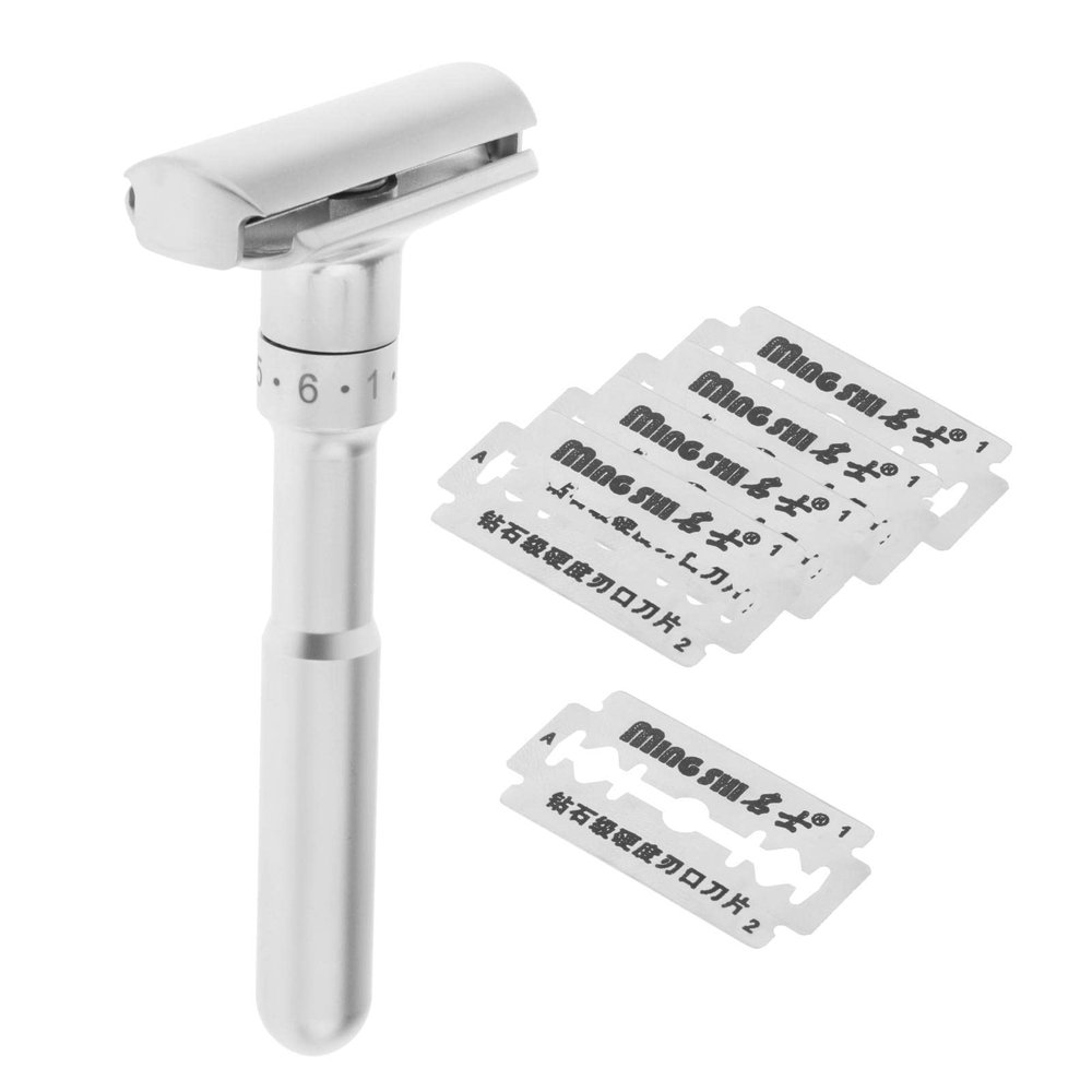 T.O.G. Adjustable Safety Razor Zinc Alloy Classic with 5 Blades for file Hair