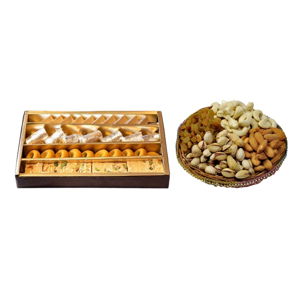 Bigwishbox Diwali Special | 01 Kg Assorted Sweets | 500g Dryfruits | Sameday/Nextday Delivery