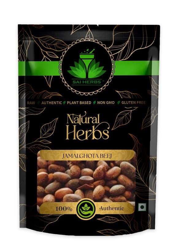 SAI HERBS Jamalghota Beej Ayurvedic Raw Herb - Jamalghota Seeds Ayurvedic Raw Herb - Jamal Gota Unani Raw Herb - Croton Seeds Ayurvedic Raw Herb - Croton Tiglium - Pure & Natural (1 KG)