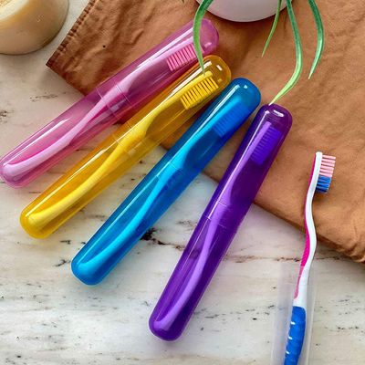 TECHNOVIBES 8-Piece Travel Toothbrush Case Set, Multi-Color, 25cm x 16cm x 2.5cm, Plastic, Zipper Closure, Portable, Breathable, Toothbrush Holder