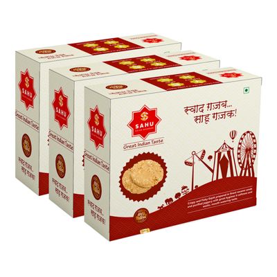 SAHU GAJAK BHANDAR Gol Peanut Sesame Mix Chikki 1.5 Kg | 3 Box Each 500g | Double Mazza Til Peanut Gajjak | Chikkis Snacks | Indian Mithai | No Added Liquid Glucose and Preservatives