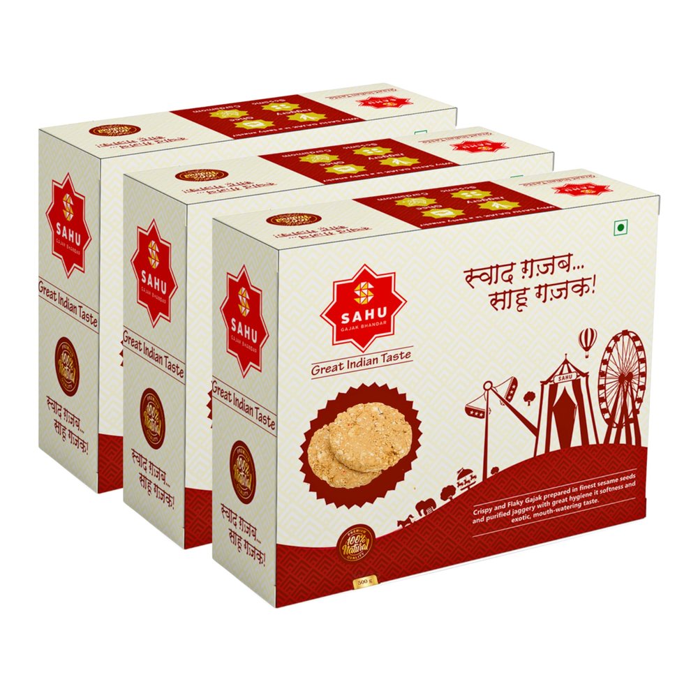 SAHU GAJAK BHANDAR Gol Peanut Sesame Mix Chikki 1.5 Kg | 3 Box Each 500g | Double Mazza Til Peanut Gajjak | Chikkis Snacks | Indian Mithai | No Added Liquid Glucose and Preservatives