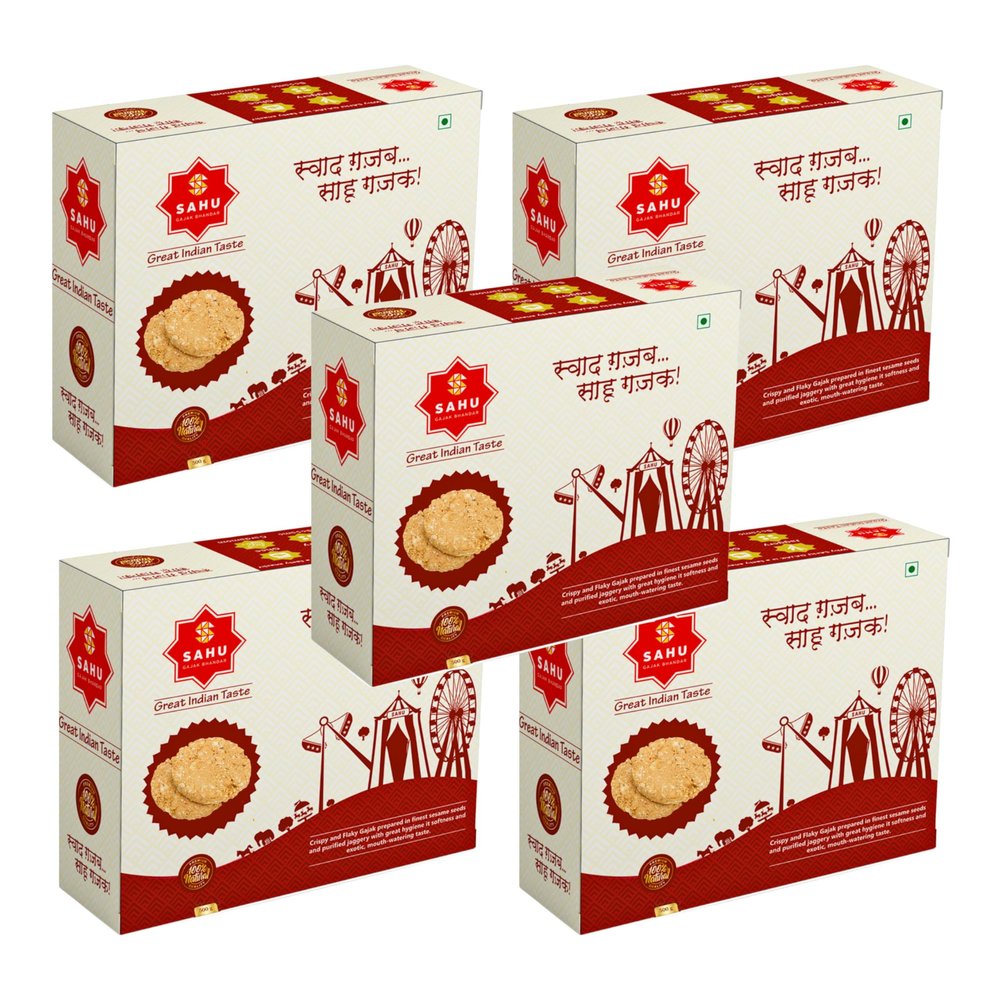SAHU GAJAK BHANDAR Gol Peanut Sesame Chikki 2500g (5 Box Each 500g) Double Mazza Til Peanut Gajjak | Chikkis Snacks | Indian Mithai
