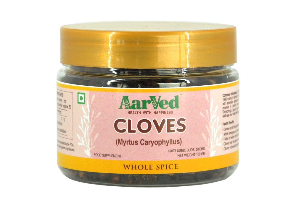 Aarved Premium Whole Cloves/Laung/Lavang (100 g) - Pure, Fresh & Clean, Handpicked, Nutrient Enriched, No Colour or Preservatives, Aromatic & Flavourful Indian Spice for Cooking (Pack of 1)