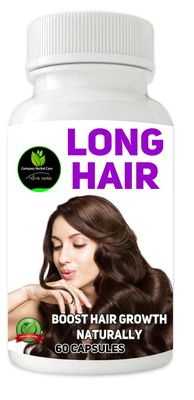 Long Hair Ayurvedic Medicine, Natural Hair Gain Supplement,60 Capsule, Pack of 1, No Side Effect