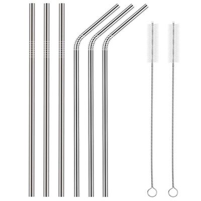 SAVE Stainless Steel Metal Straws | Reusable Drinking Straws - Set of 8 (3 Straight + 3 Bent + 2 Cleaning Brush) (20)