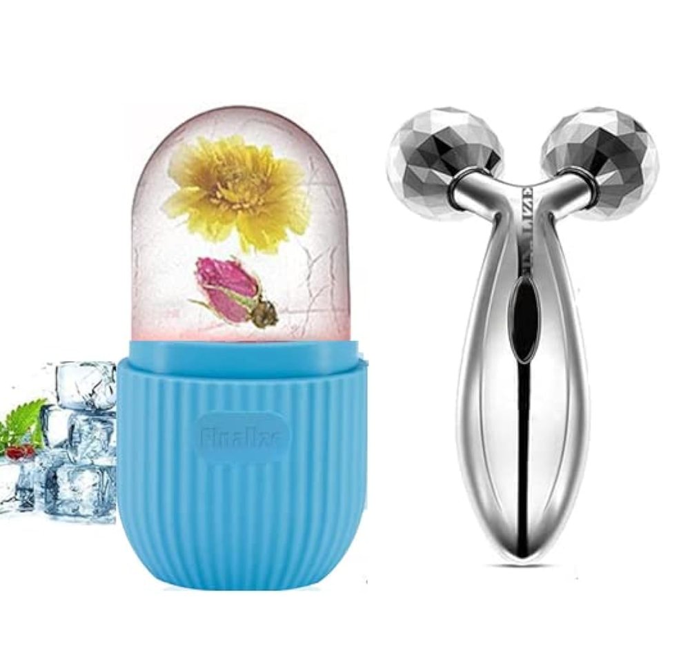 Finalize 3D Manual Roller Face Body Massager And,3D Manual Roller Massager,360 Rotate Roller Face Body Massager,Ice Roller for Massager Silicon Mold Contour Facial Ice Cube