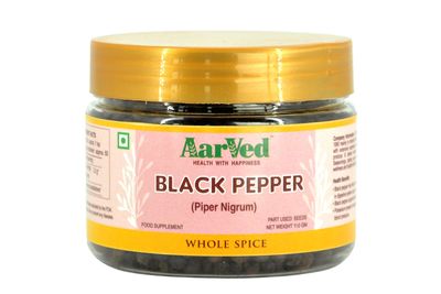 AarVed Whole Black Pepper/Kali Mirch Seed for Your Daily Food (150g)- Black Peppercorn, No Added Colours & Preservatives- Naturally Processed Extra Bold Black Peppercorn