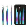3 Pieces Eyelash Extension Tweezers Set Stainless Steel Tweezers Lash Extension Tweezers with Storage Case Eye Makeup Tools view 1