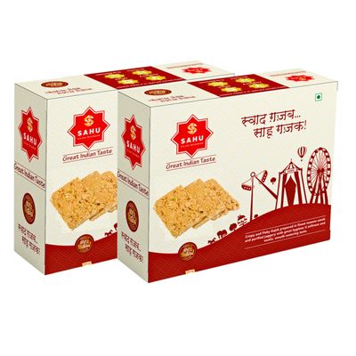 SAHU GAJAK BHANDAR Sesame Peanut Gajjak 700g | 2 x 350g Boxes | Til Chikki | Gazak | Gachak | Healthy Snacks | Jaggery Sweets | Made with Cow Ghee
