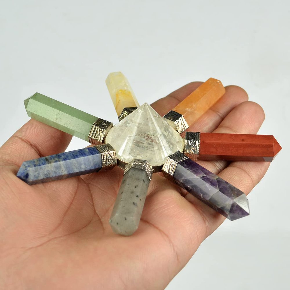 Crystu 7 Chakra Energy Generator 7 Point for Reiki Healing and Meditation, Vastu, Protection, Energy, Amplification, Cleanser Energy Generator