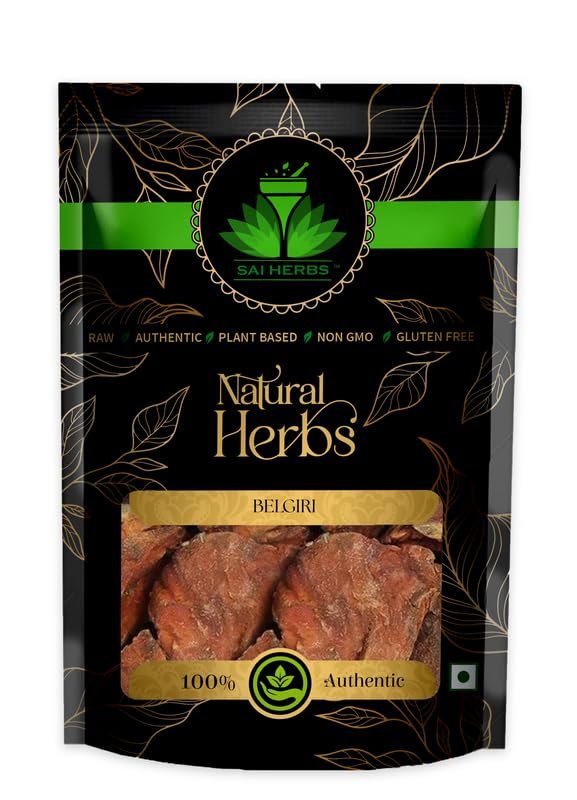 SAI HERBS Belgiri Ayurvedic Raw Herb - Bealgiri Ayurvedic Raw Herb - Bael Phal Dry Ayurvedic Raw Herb - Aegle Marmelos Ayurvedic Raw Herb - Wood Apple Ayurvedic Raw Herb - Pure & Natural (100 Grams)