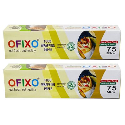 OFIXO 75 Meter Food WRAP Multipurpose Food Wrapping Paper Pack of 2