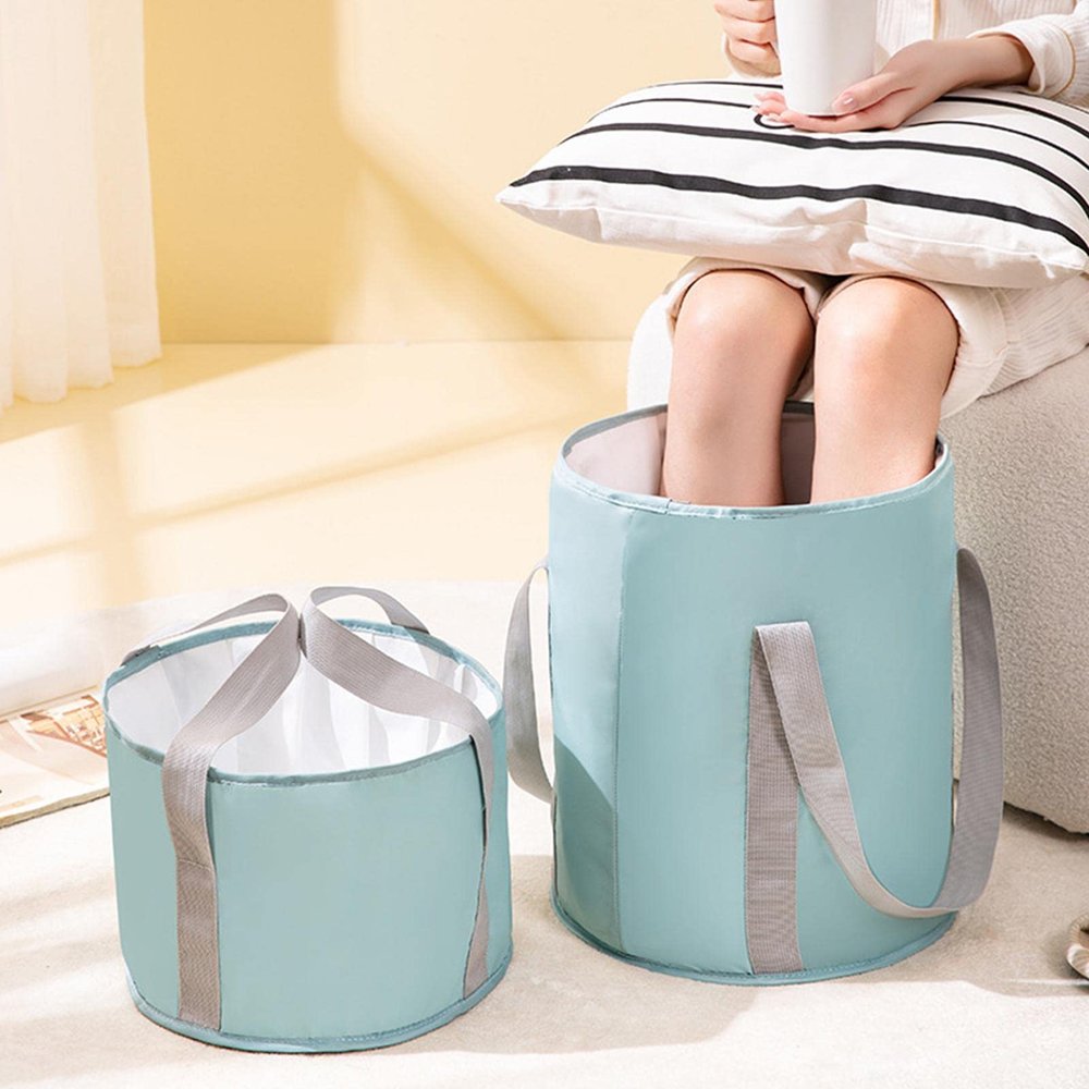 CALANDIS Foldable Basin Washbasin with Handle Bath Bag Foot Soaking Bag for Gardening Blue