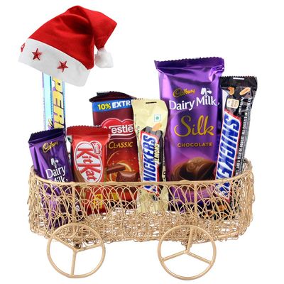 SFU E Com Almond Chocolate with Peanut Chocolates| Premium Christmas Chocolate Gift Hamper | Chocolate Gift with Christmas Cap | 677