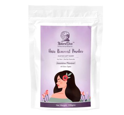 Natural Diva Hair Removal Powder with Jasmine Flavour | Instant Hair Remover, Zero Pain, No Side Effects, | 100gm | (Pack of 1)