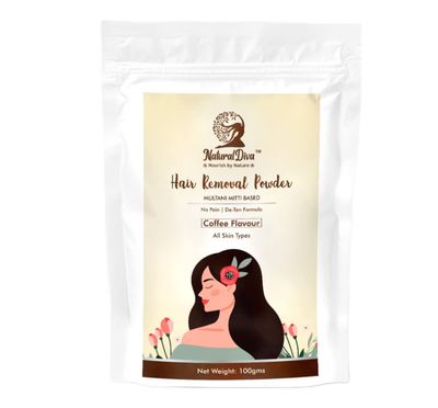 Natural Diva Hair Removal Powder Coffee Flavour | Multani Mitti Based Waxing Powder | Instant Hair Remover 100 gms (pack of 1)