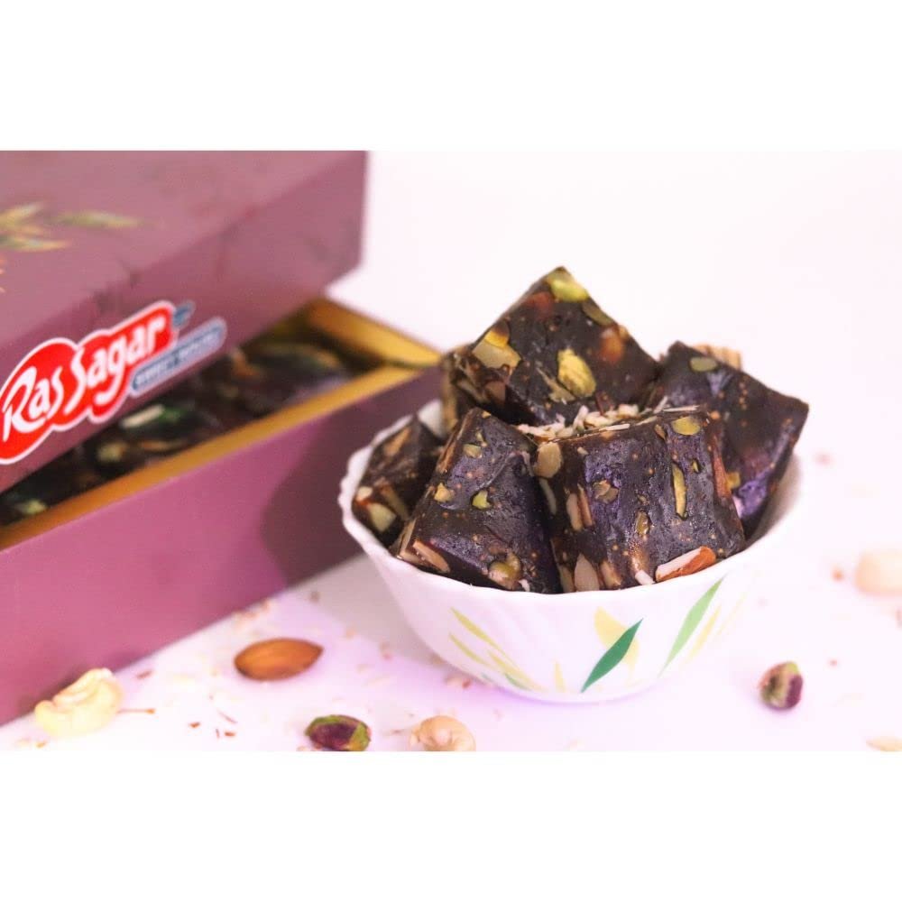 RasSagar Sweets Anjeer Dryfruit Chikki (Fig Energy Bar) (Almond Cashew Pistachios Dates) 400 gms