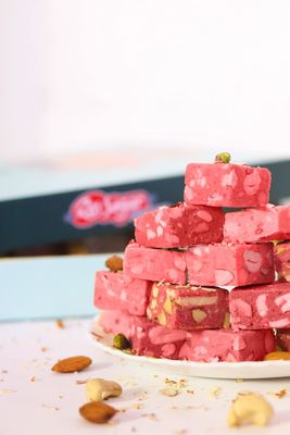 Ras Sagar Rose Dryfruit Bites | 200g | Premium Rose-Infused Indian Sweets with Cashew, Almond & Pistachio | Gift Box | No Preservatives | Fresh & Vegetarian