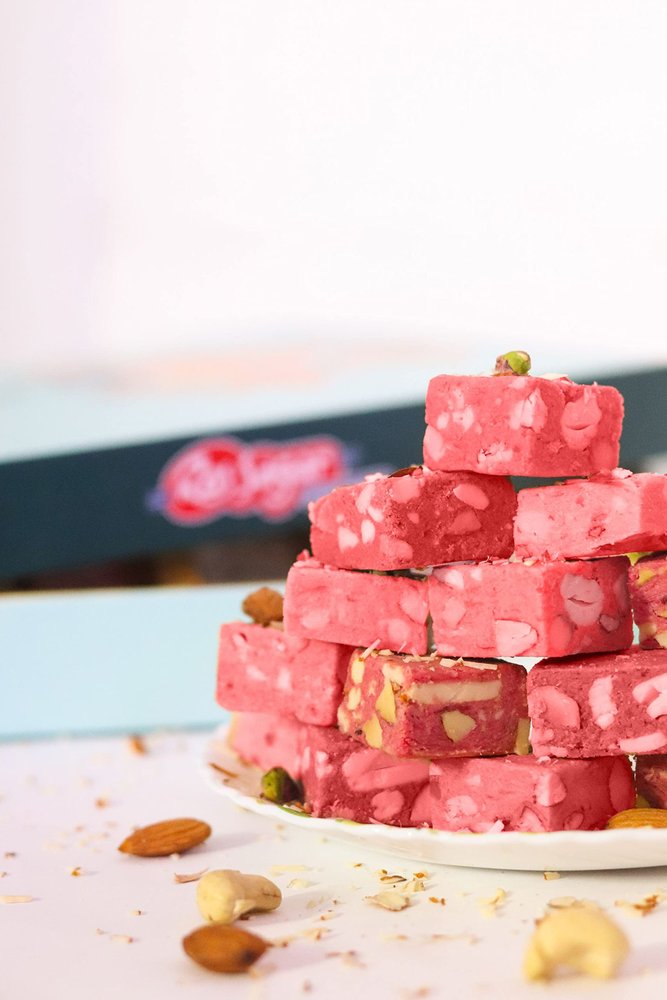 Ras Sagar Rose Dryfruit Bites | 200g | Premium Rose-Infused Indian Sweets with Cashew, Almond & Pistachio | Gift Box | No Preservatives | Fresh & Vegetarian