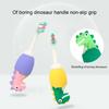 Adore Dino Brush Toddler Manual Toothbrush Comfortable To Use Deep Cleaning Dense Bristle Animal Design Funny Children Toothbrush For Home (Pink), 1 count view 3