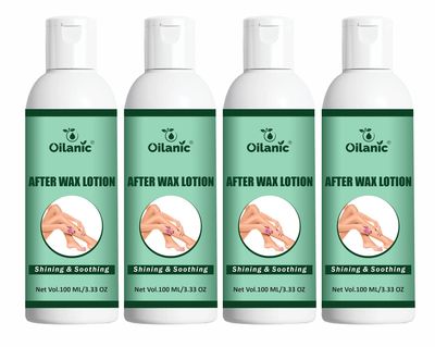 Oilanic After Waxing Lotion for Men and Women (Pack of 4, Each 100 ml)|Soothing and Nourishing Skin Care for Smooth and Soft Feel Helps Reduce Dryness Hydrates and Refreshes Non Greasy Formula|