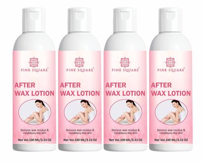Pink Square After Waxing Lotion for Men and Women (Pack of 4, Each 100 ml)|After Wax Lotion for After Waxing, Moisturizing and Soothing for Skin After Wax Gel for Skin Repair Gel for After Wax|