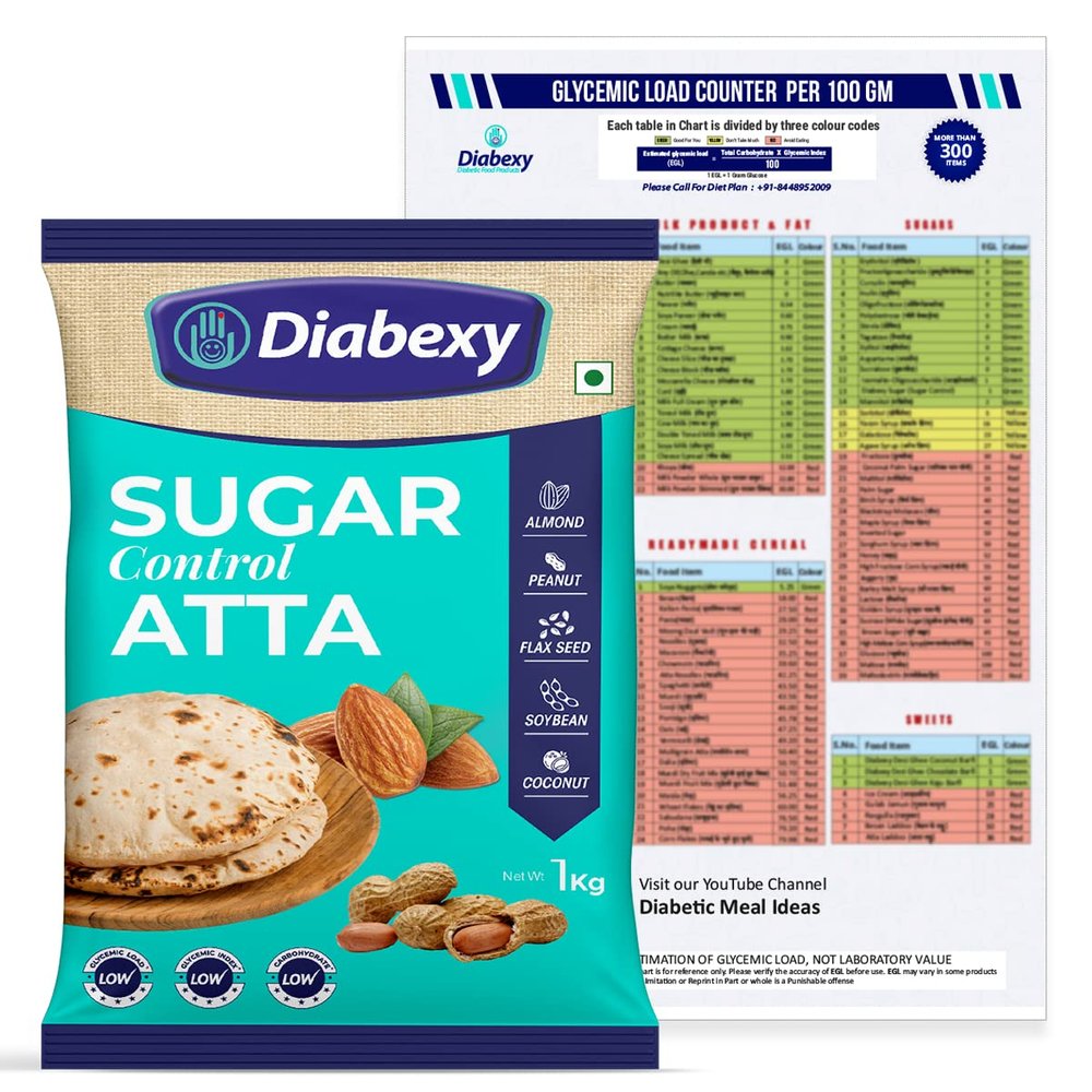 Diabexy Atta Sugar Control for Diabetes1kg with Glycemic Load Counter Chart