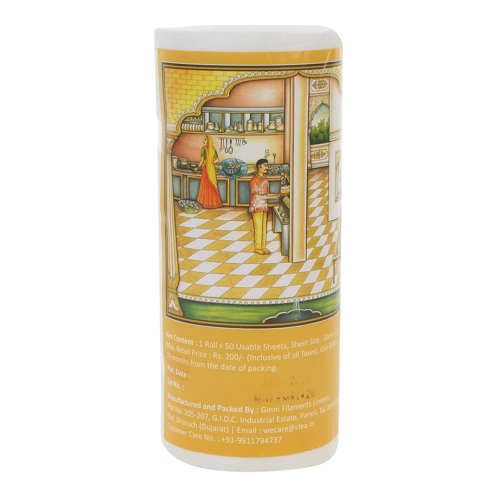 Superwipe Kitchen Tissue, Non-Woven Fabric, Reusable and Washable Kitchen Roll, Multi Purpose 2X Extra Absorbent (20 cm * 22 cm) (70 GSM) (50 Pulls)