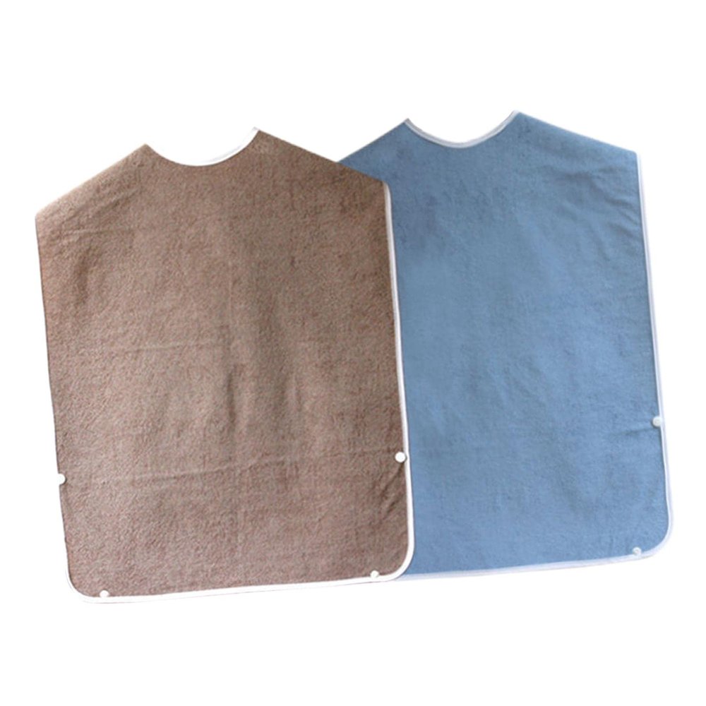CALANDIS Adult Bibs Mealtime Clothes Protector Washable for Elderly Seniors Men Women 2Pcs M
