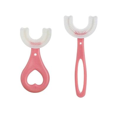 Adore Kids "U" Shaped Manual Toothbrush 360Degree Oral Teeth Cleaning 2-12 Years- P Ultra Soft Toothbrush (Pink)
