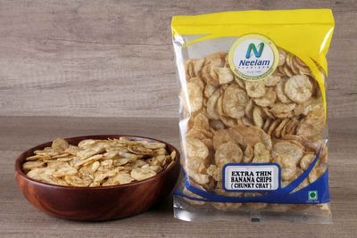 Neelam Foodland Extra Thin Banana Chips Chunky Chat, Crispy Snack, Perfect for Snacking at Home, Picnic, Movie , 400G