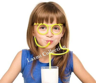 NavaFresh Basics 3 Pcs Funny Silly Straws - Goggle Shape Drinking Eye Glasses - Multi Color (Pack of 3) - Party Costume Accessory