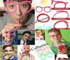 NavaFresh Basics 3 Pcs Funny Silly Straws - Goggle Shape Drinking Eye Glasses - Multi Color (Pack of 3) - Party Costume Accessory view 3