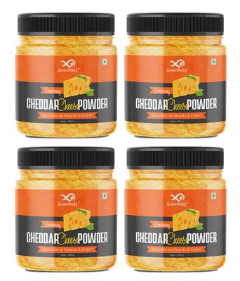GreenFinity Cheddar Cheese Powder 250g (Pack of 4) - Ideal for Making Popcorn, Pizza, Pasta, French Fries, and More with Delicious Cheddar Flavor in Every Bite