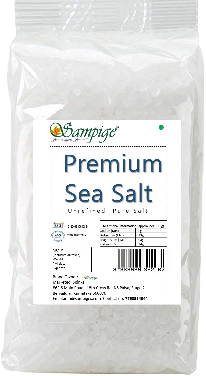 Sampige Pure Natural Sea Salt|Unrefined Goodness for Culinary Delight|Pure Natural sea salt- Chemical free processed-Hand cleaned|2.7 kg - 2700 Gram