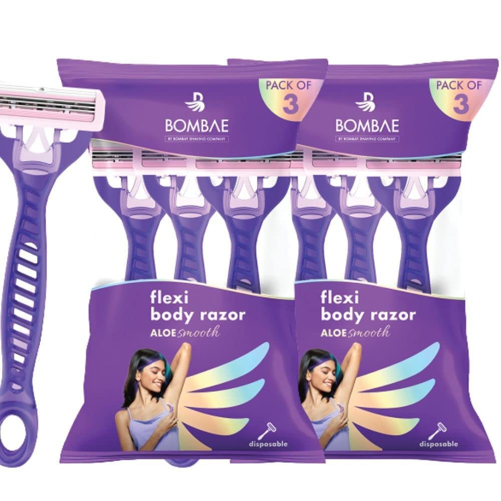 Bombae Hair Removal Body Razor with Aloe Strip (Pack of 6)