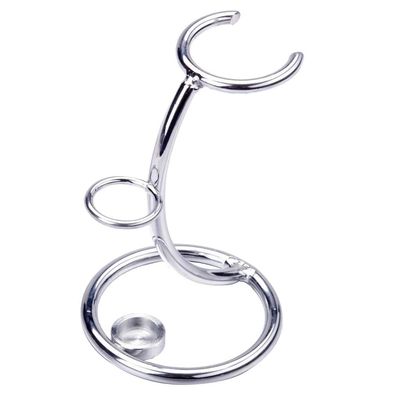 T.O.G. Deluxe Shaving Holder Stand for Men's Straight Razor Brush Organizer Silver