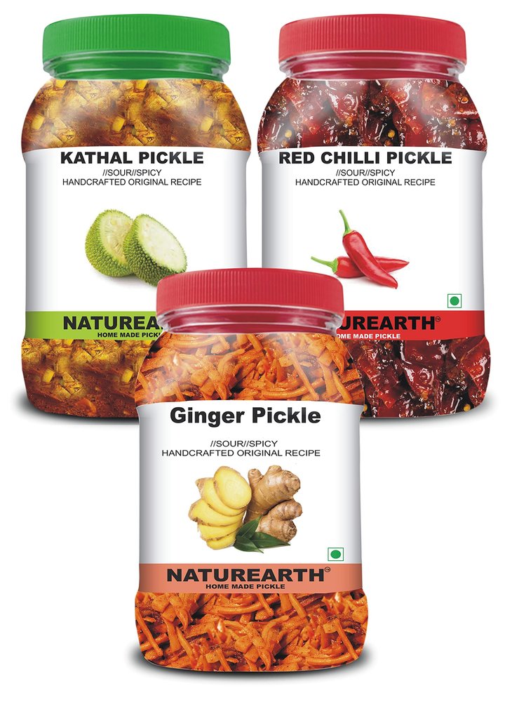 100% Natural Ginger, Kathal & Red Chilli Pickle(600 g) Primium Quality Achar