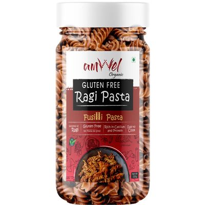 Amwel Organic Gluten Free & Multigrain Ragi Pasta | Gourmet Instant Pasta | Fusilli Pasta | No Maida No Sooji | 50% Ragi | Rich in Calcium | 220g x 2 units