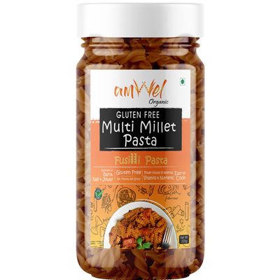 Amwel Organic Gluten Free & Multigrain Multi Millet Pasta | Gourmet Instant Pasta | Fusilli Pasta | Ragi, Jowar, Bajra | No Maida No Sooji | Rich in Fiber and Nutrients | 220g x 2 units